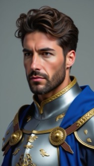 AI Headshot: Closeup portrait of {prompt} as a knight, wearing a full suit of armor, intricate details, majestic and powerful, bright shining silver armor, matching blue cape, a golden crown, artstation trending, highly detailed, digital painting, art by wlop, greg rutkowski, and charlie bowater