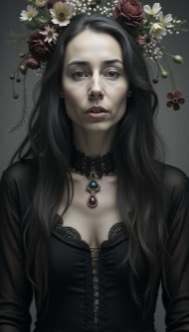 AI Headshot: Closeup portrait of {prompt} as a witch, surrounded by magical elements, highly detailed, photorealism, digital painting, dark colors, grayscale, intricate details, art by yuumei, greg rutkowski, eddie hong, and charlie bowater, ultra realism, magical elements